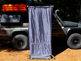 Toyota Land Cruiser Fitted with the Alu-Cab Shower Tray Pro. An accessory for the Alu-Cab Shower Cube