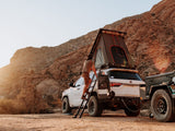 Alu-Cab Telescopic Ladder 2.6m for access into the Alu-Cab Gen3.R Rooftop Tent mounted on an off-road vehicle