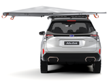Silver SUV with a Alu-Cab 270 Shadow Awning 2m mounted to a Front Runner roof rack. Camp4x4. camp 4x4, 