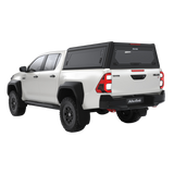 Double Cab Toyota Hilux, fitted with the Alu-Cab Contour Canopy. Camp4x4 camp 4x4, overlanding, camping. Single Cab. Extra Cab