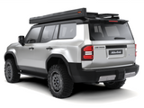 Silver Land Cruiser with an Alu-Cab 270 Shadow Awning mounted to a roof rack. Camp4x4. camp 4x4, overlanding, camping.