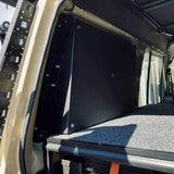 Open vehicle door with a Side Window Boxes to suit the Land Cruiser 76 visible and mounted on the vehicle