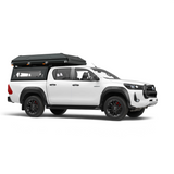 Double cab bukkie / truck with the Alu-Cab RT-4S 4 sleeper tent and 270 Shadow awning, fitted to a Contour canopy. Camp4x4. camp 4x4, overlanding, camping. Double Cab. Single Cab. Extra Cab. Off-road