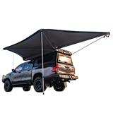 Toyota Hilux with a large Alu-Cab 180 Shadow Awning and Gen3.R rooftop tent. Camp4x4. camp 4x4, overlanding, camping. Double Cab. Single Cab. Extra Cab 