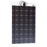A 120 watt Semi Flexible Solar Panel shown flat, on a white background