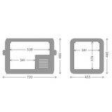 measurements of the Dometic CFX5 55 Portable camping Fridge
