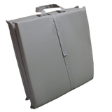 A MEERKAT Canvas Folding Mattress, folded up and displayd on a white background