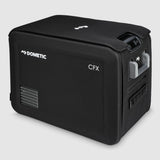 A side view of the Dometic CFX Fridge Protective Cover on a 45L electric cooler, on a white background