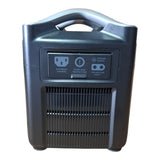 An EcoFlow River Pro portable power station with a handle on top, featuring a front-facing outlet, overload protection button, and solar/car input port, shown against a plain white background.