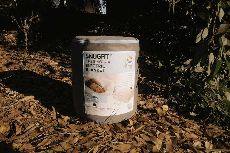 Snugfit Thermolux electric blanket in a protective bag on a natural background