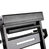 Close-up of a black Front Runner Land Rover Defender 90/110 Single Gas Bottle Bracket, showing the gutter mount, set against a plain white background.
