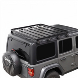 Gray Jeep Wrangler with  Front Runner Jeep Wrangler JL 4 Door (2018-Current) Slimline II 1/2 Roof Rack Kit  on a white background