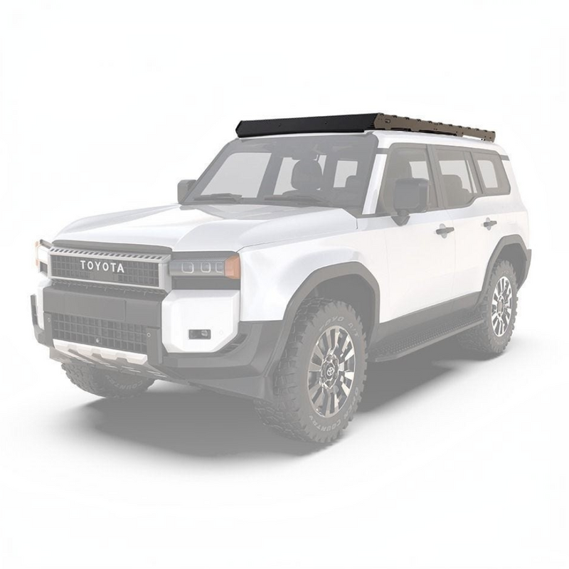White Toyota 4x4 with a Front Runner Toyota Land Cruiser Prado 250 (2024-Current) Slimsport Roof Rack Kit on a white background