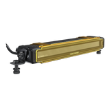 A Front Runner Series 10" LED Light Bar VX250-FL / 12V/ 24V / Flood Light with a metallic gold and black finish, featuring a mounting bracket on one end and the text 'Front Runner' printed on the side, shown on a plain white background.