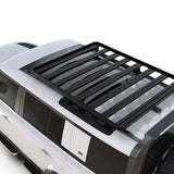 Front Runner Land Rover New Defender(2020-Current) 110 w/OEM Tracks Slimline II Roof Rack Kit) on the vehicle on a white background