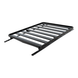 A black Front Runner Series Volkswagen Caddy (2022-Current) Slimline II Roof Rack Kit, shown at an angle on a plain white background.