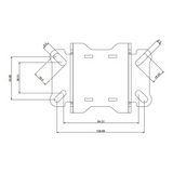 Technical dimension drawing of the Front Runner Series Easy-Out Awning Brackets assembly, shown in black line on a white background with measurement labels and numeric dimensions.