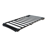 A black Front Runner Toyota Land Cruiser FJ (2026-Current) Slimsport Roof Rack Kit / Light Bar Ready with a slatted top and mounting brackets, shown at an angle on a plain white background.