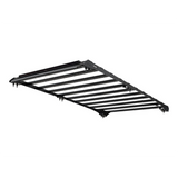 A black Front Runner Toyota Land Cruiser FJ (2026-Current) Slimsport Roof Rack Kit / Light Bar Ready with multiple parallel support bars, shown at an angle against a plain white background.