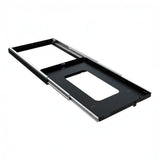 A black Front Runner Fridge Slide, shown at an angle on a plain white background.