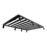 A black Front Runner Series Mercedes-Benz Gelandewagen G Class (1979-2017) Slimline II Roof Rack Kit with a slatted design, shown at an angle against a plain white background.