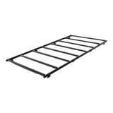 A black Front Runner Toyota HiAce LWB (2019-Current) Slimpro Roof Rack Kit, shown at an angle on a plain white background.