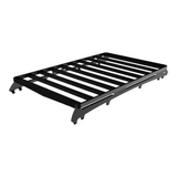 A Front Runner Series Isuzu MU-X (2017-2020) Slimline II Roof Rack Kit with a slatted top and mounting points, shown at an angle on a plain white background.