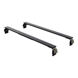 A pair of black Front Runner Load Bars for the Suzuki Jimny, with mounting brackets, shown on a plain white background.