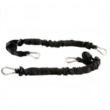 Black Front Runner Stratchits with metal hooks on a white background