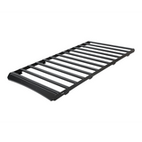 A black Front Runner Front Runner Volkswagen T5/T6/T6.1 Transporter SWB (2003-2024) Slimsport Roof Rack Kit cargo carrier with a slatted grid design, shown at an angle on a plain white background.