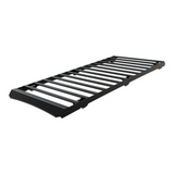A Front Runner Volkswagen T7 Transporter Caravelle LWB (2025-Current) Slimsport Roof Rack Kit with a slatted top and reinforced frame, shown at an angle on a plain white background.