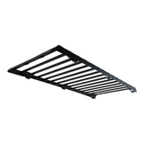 A black Front Runner Volkswagen T7 Transporter Caravelle LWB (2025-Current) Slimsport Roof Rack Kit shown at an angle on a plain white background.