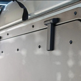 Close-up of a Front Runner Land Rover Defender (1983-2016) Gullwing Window hinges