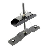 A black Front Runner Series Spare Wheel Clamp, metal tensioner or clamp tool with a threaded screw, wing nut, and flat mounting base, shown on a plain white background.