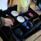 Front Runner Storage Box Foam Dividers in a Wolf Pack Pro ammo box packed with camping supplies