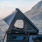 Alu-Cab Gen3.R Rooftop tent and rain cover on a vehicle with a Contour Canopy. Camp4x4. camp 4x4, overlanding, camping. Double Cab. Single Cab. Extra Cab 