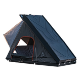 Alu-Cab Gen3.R rooftop tent, for camping and overlanding. Camp 4x4, Available at Camp4x4. Backrest and dropdown table accessories fitted