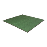 A green square 3 x 3 m MEERKAT Netted Ground Sheet, shown at an angle on a plain white background.