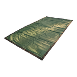 A green rectangular 3 x 6 m MEERKAT Netted Ground Sheet / mat with a dark border, laid flat against a plain white background.