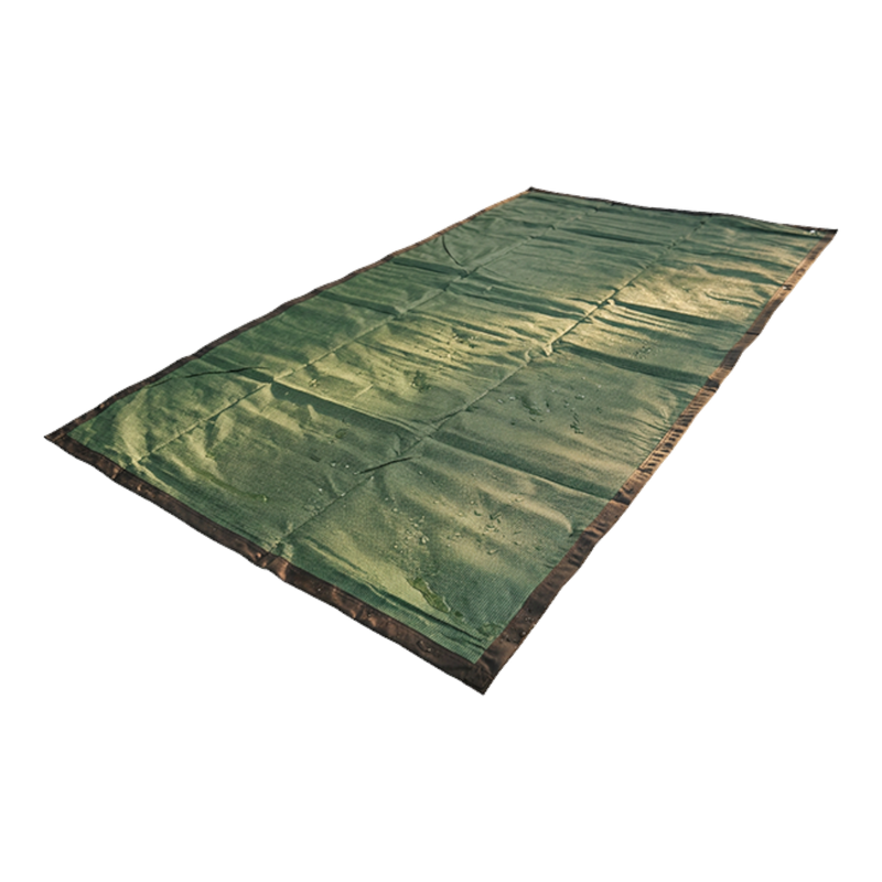A green rectangular 3 x 6 m MEERKAT Netted Ground Sheet / mat with a dark border, laid flat against a plain white background.