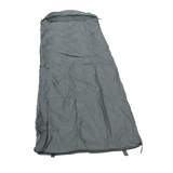 A gray waterproof MEERKAT Contoured Hood Military Sleeping Bag (0°C) shown flat against a white background.