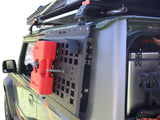 Alu-Cab Jimny Exterior Molle Plate mounted to  Suzuki Jimny, with Jerry Can Holders