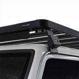 Front Runner Toyota Land Cruiser 76 Slimline II Roof Rack Kit, mounted on a LC76 Camp 4x4 off-road vehicle