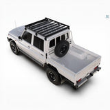 Front Runner Toyota Land Cruiser 79 DC Pickup Slimline II Roof Rack Kit, mounted to a White LC79, on a white background