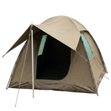 Beige Meerkat Adventure Bow tent with teal accents on a white background