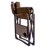 A king Size Directors Chair from Meerkat Outdoor Products, folded up and displayed on a white background