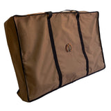 A king Size Directors Chair from Meerkat Outdoor Products, folded up in a carry bag and displayed on a white background 