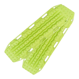 A bright lime green MAXTRAX MKII with textured grip ridges and multiple cutouts, shown on a plain white background.