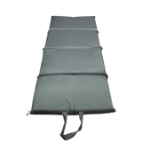 A gray MEERKAT Nylon Folding Mattress with four padded sections and a carrying handle, shown against a plain white background.