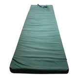 A Top view of a green MEERKAT Nylon Roll-Up Mattress, displayed on a white backround